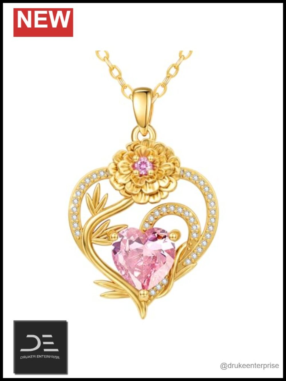 14k Gold Plated Birth Flower Necklace October Marigold Pendant Women